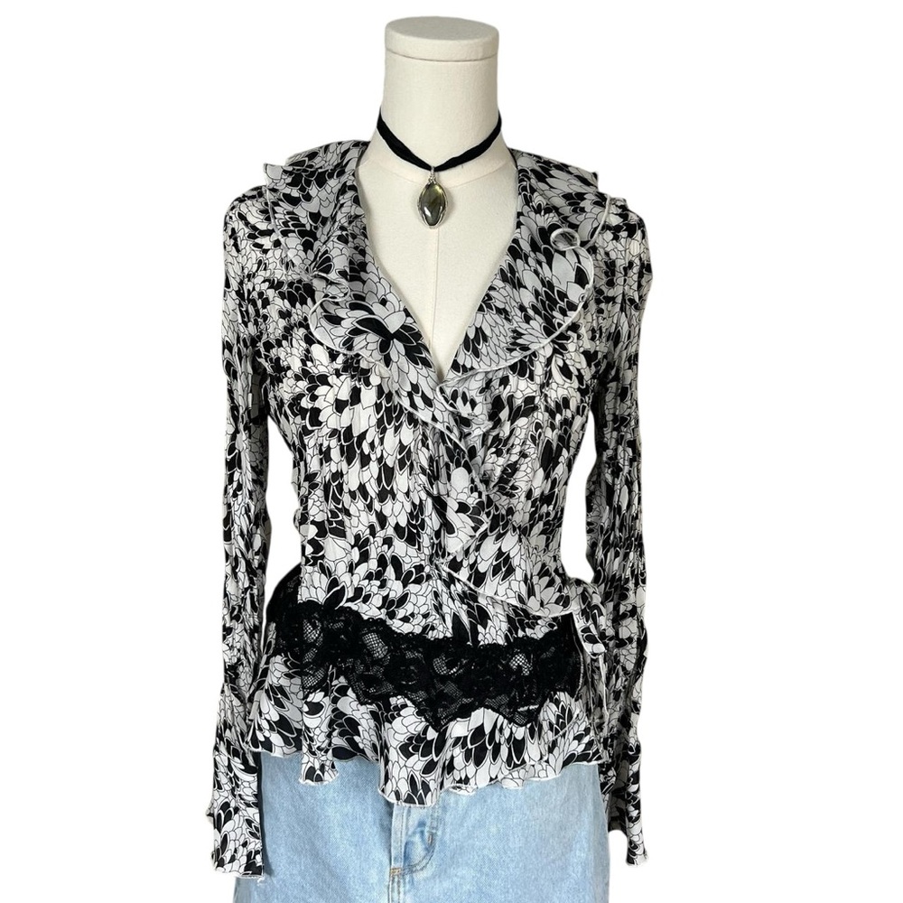 Sunny Leigh Black and White Patterned Blouse